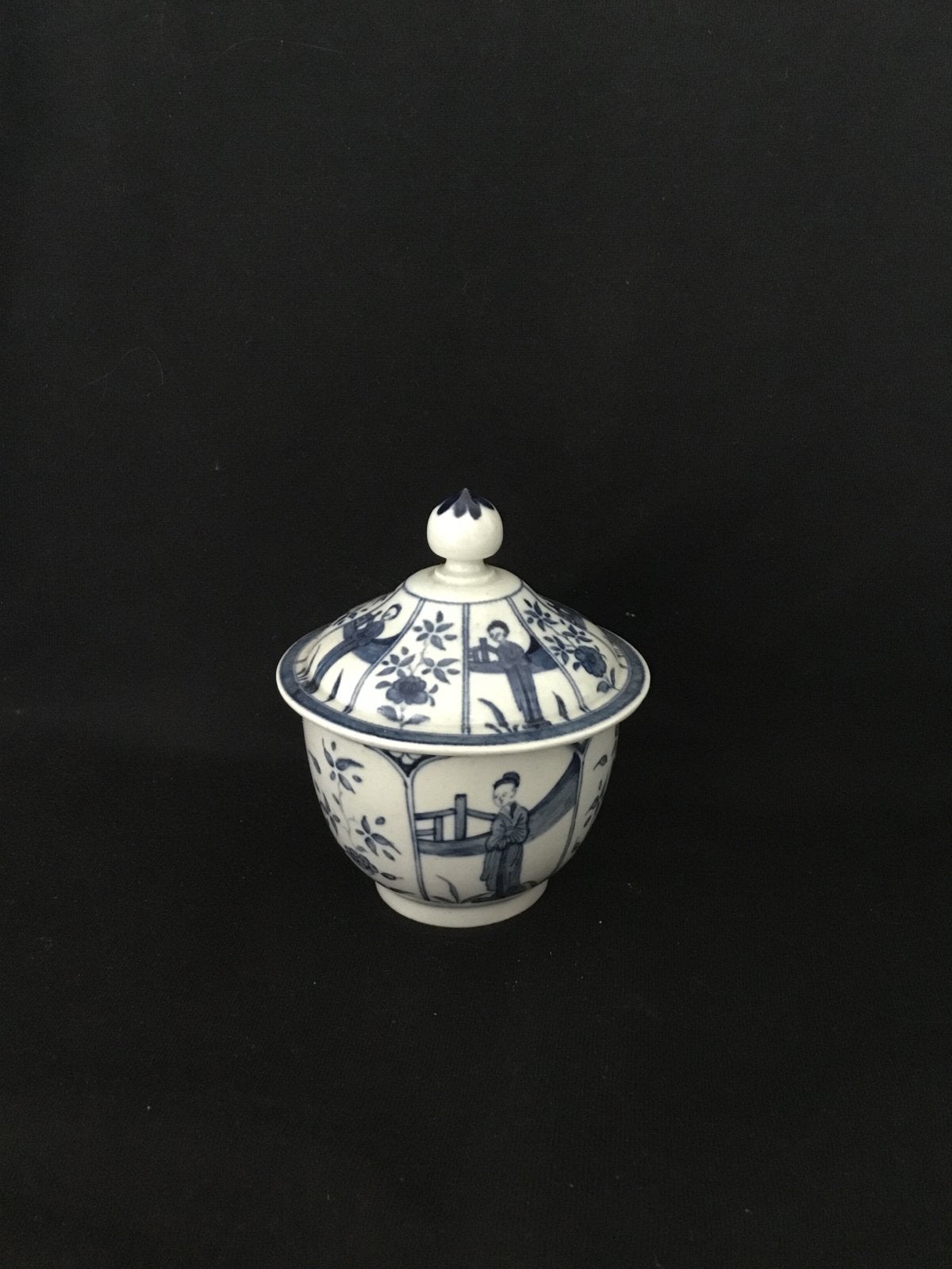 Antieke Chinese Blauw-Witte Porseleinen Suikerpot met Deksel, Ophalen of Verzenden