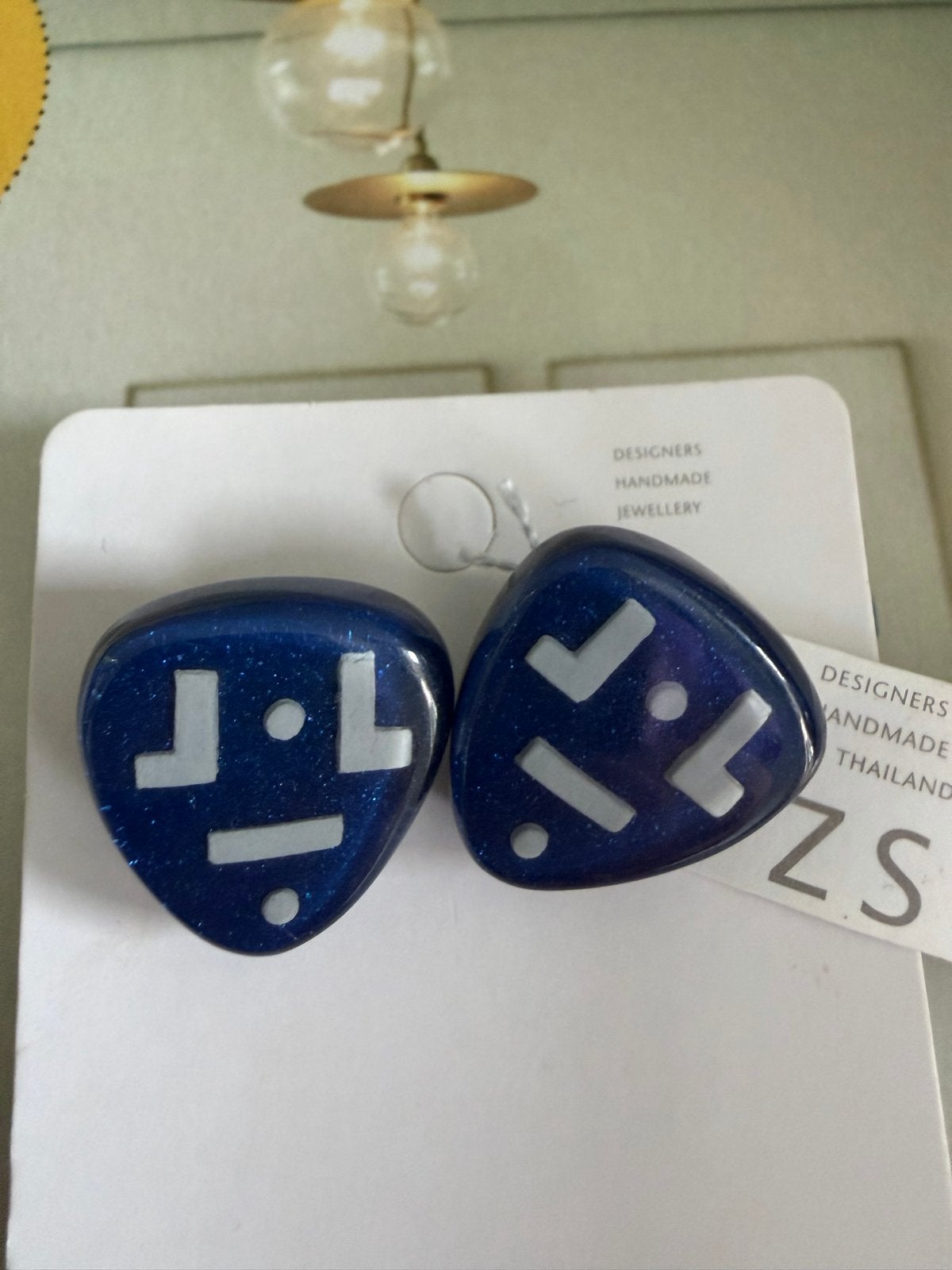 ZSISKA Maia Oorbellen - Blauw met Zilverfolie, Sieraden, Tassen en Uiterlijk, Oorbellen, Overige materialen, Blauw, Ophalen of Verzenden