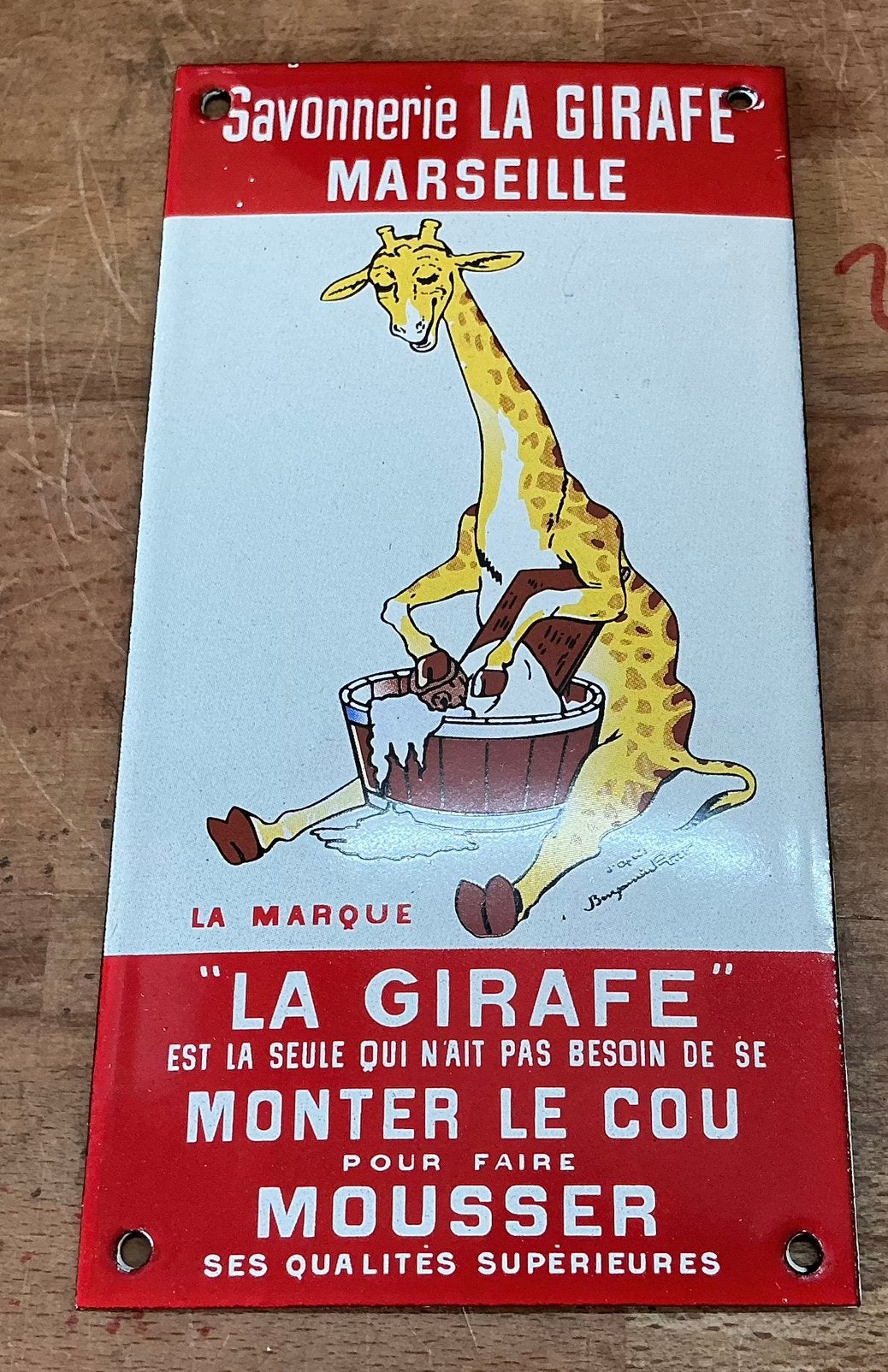 Emaille deurpostje LA GIRAFE zeepmerk, Ophalen of Verzenden