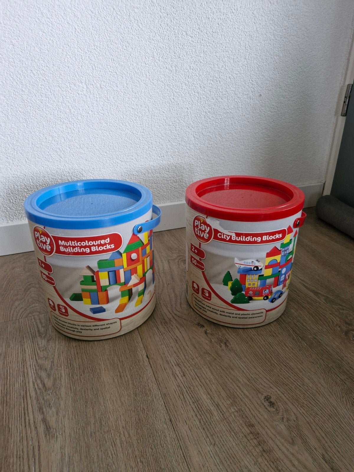 Playtive Houten Bouwblokken - 2 Emmer Sets, Ophalen, Gebruikt, Overige merken