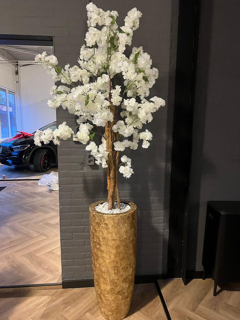 Schelpenvazen met bloesemboom, Ophalen of Verzenden, Zo goed als nieuw
