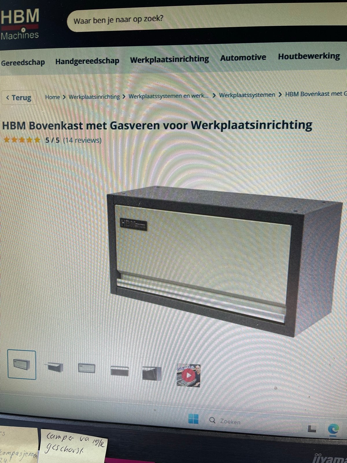 2x HBM Bovenkast met gasveren voor werkplaatsinrichting, Ophalen, Nieuw, 70 tot 120 cm