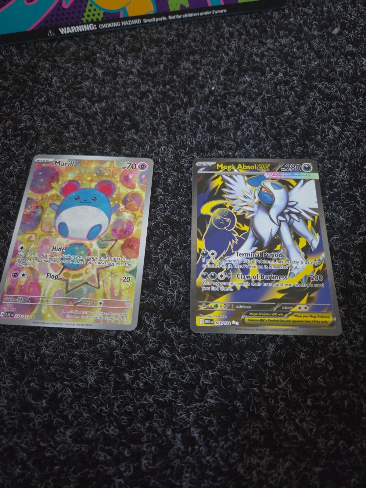 Pokémon kaarten: Marill en Mega Absol EX, Ophalen of Verzenden, Gebruikt, Meerdere kaarten, Foil