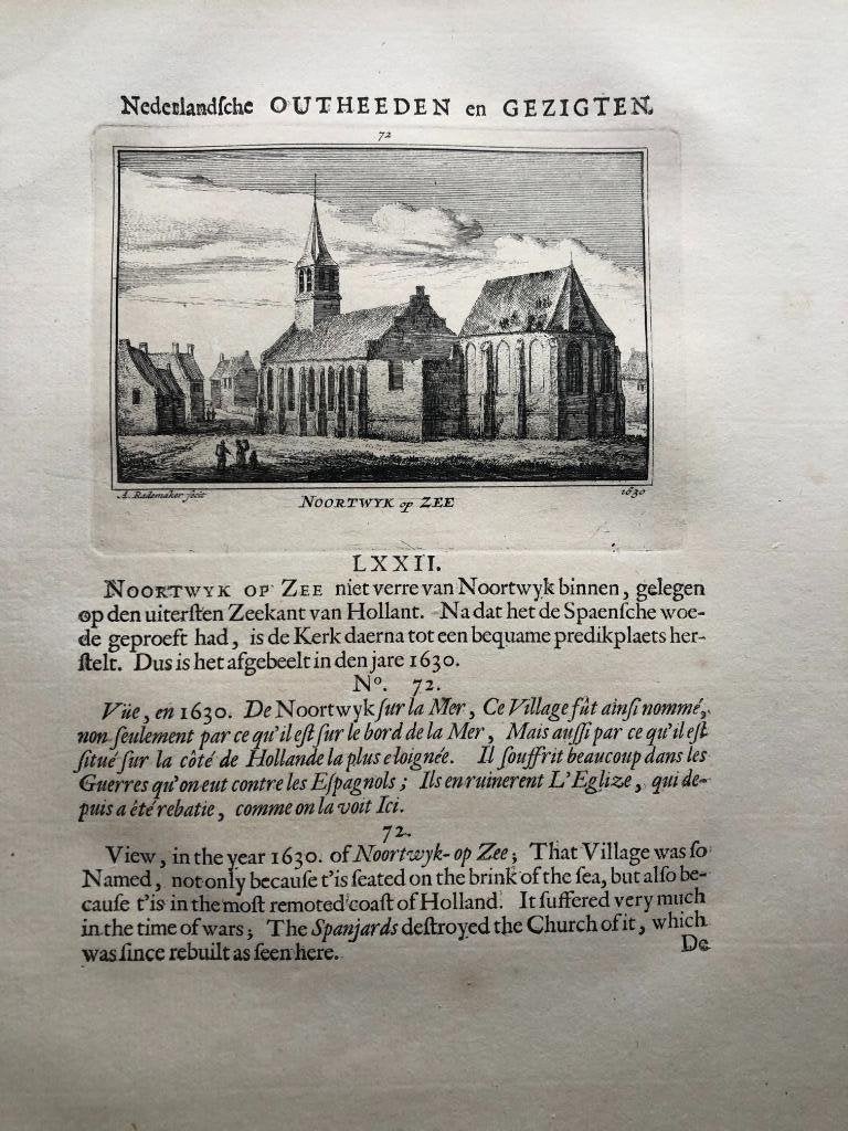 072 / Noordwijk aan Zee Kopergravure 1731, Antiek en Kunst, Kunst | Etsen en Gravures, Ophalen of Verzenden