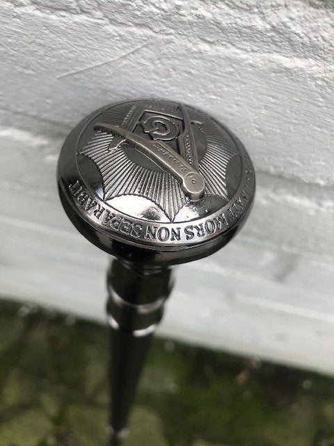mooie metalen flaneer/ wandelstok, vrijmetselarij, Ophalen of Verzenden, Zo goed als nieuw