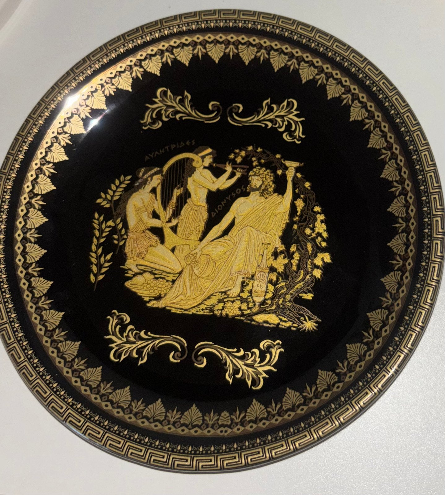 Vintage Fakiolas Griekenland wandbord – Handmade – 24K Gold, Verzenden