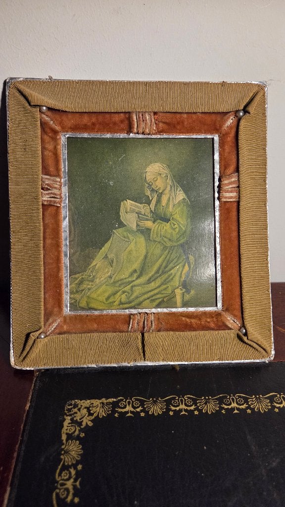 Vintage fotolijst met prent Lezende Maria Magdalena, Ophalen of Verzenden
