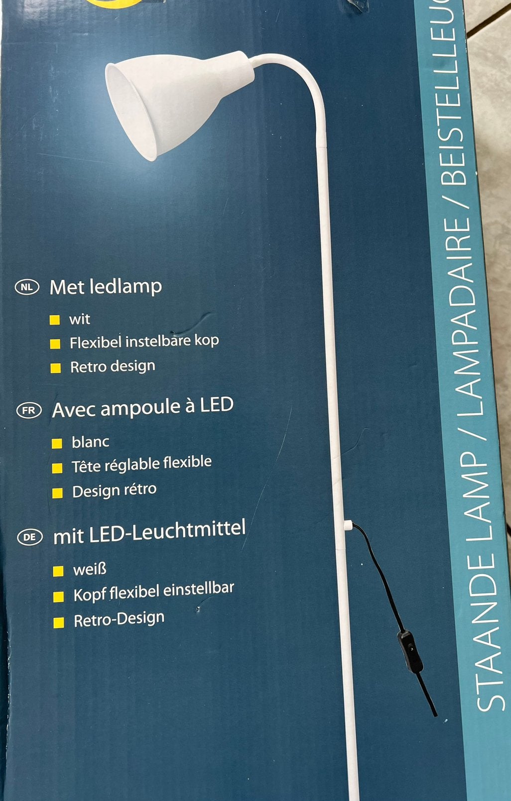 Witte staande lamp, nieuw!, Ophalen of Verzenden, Nieuw, 100 tot 150 cm