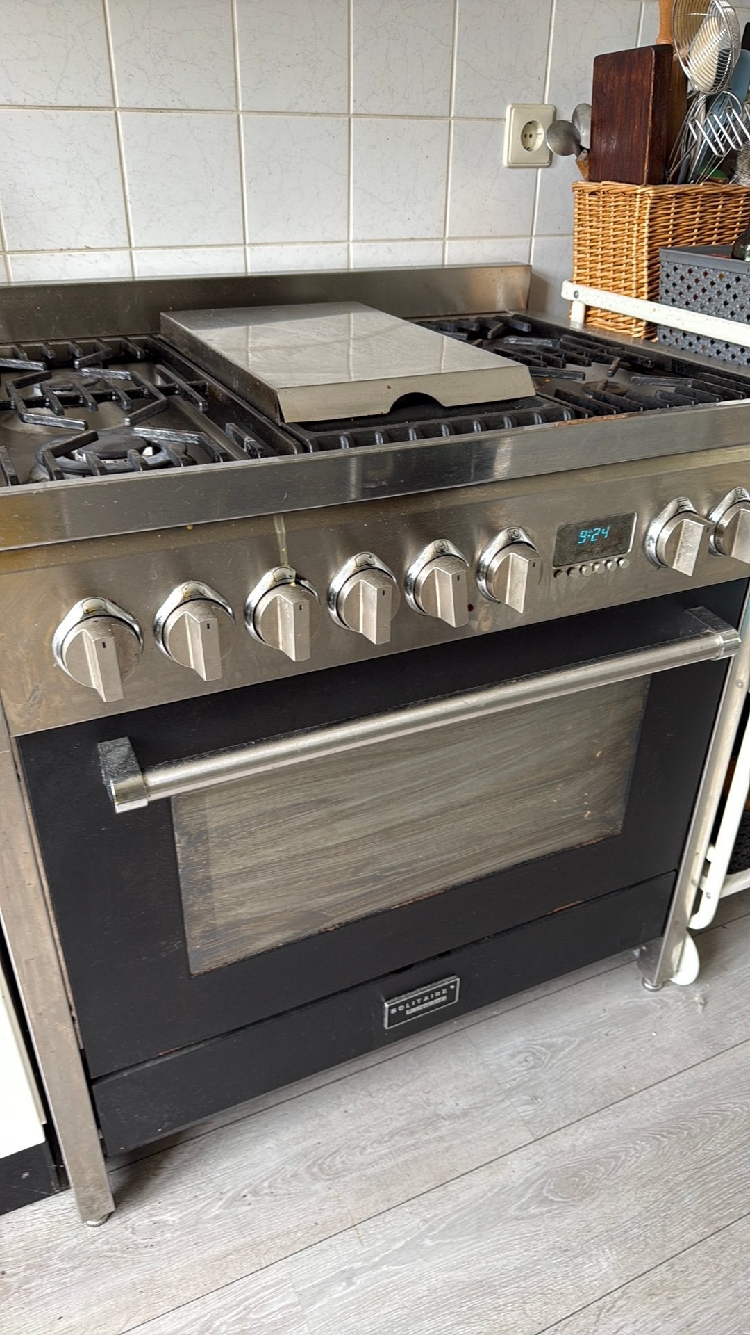 Solitaire proffesional 90 cm met frteuse, Witgoed en Apparatuur, Fornuizen, Ophalen, Gebruikt, 60 cm of meer, Gas