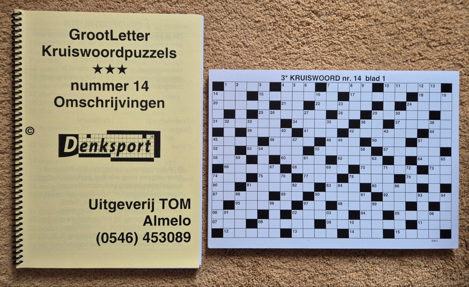 Grootletter Kruiswoordpuzzels 3* nr 14, Ophalen of Verzenden, Nieuw, A4
