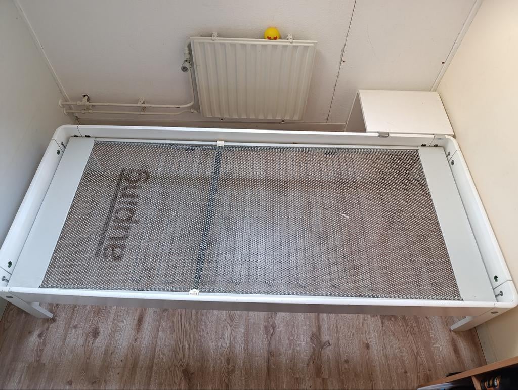 Auping retro eenpersoons bed 80/190 wit, Ophalen, Gebruikt, Eenpersoons, Wit
