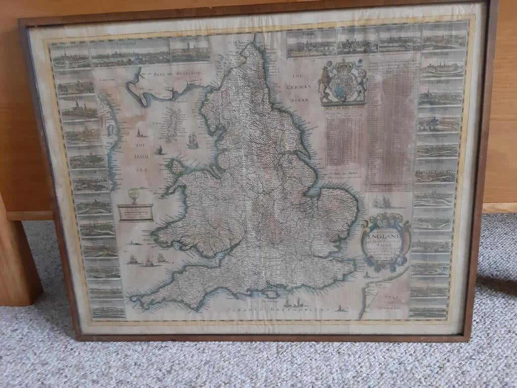 Oude kaart Engeland (map England and Wales) 1665, Boeken, Atlassen en Landkaarten, Gelezen, Landkaart, 1800 tot 2000, Ophalen