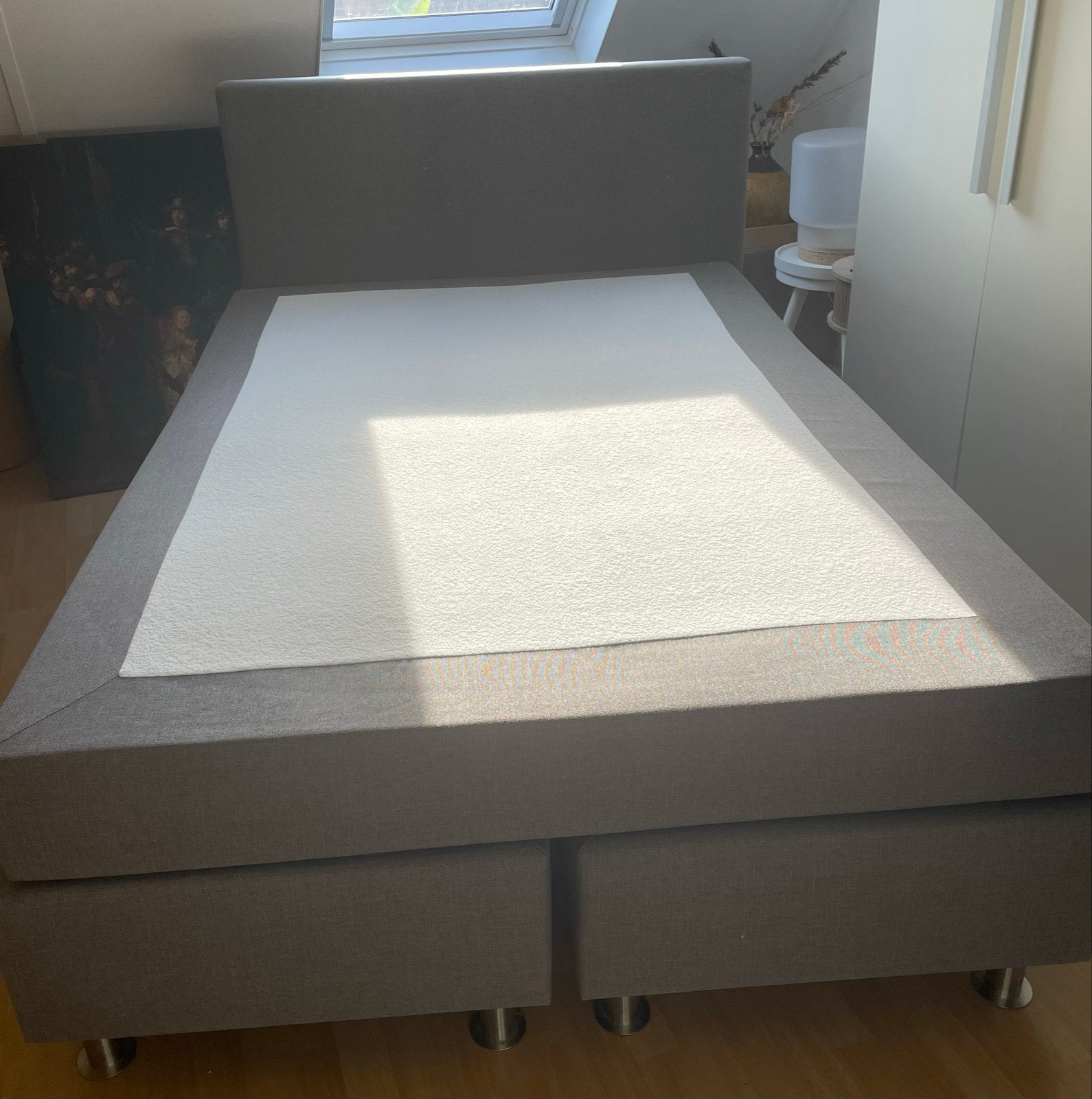 2-persoonsbed 140x210 met hoofdbord, Ophalen, Gebruikt, 210 cm, Tweepersoons