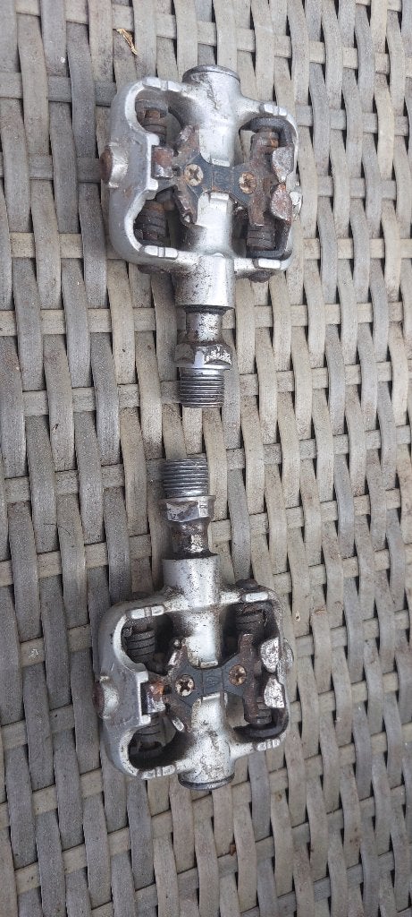 Vintage Shimano Deore XT PD-M747 SPD pedalen – Retro MTB, Crankstel of Pedalen, Gebruikt, Ophalen of Verzenden, Shimano