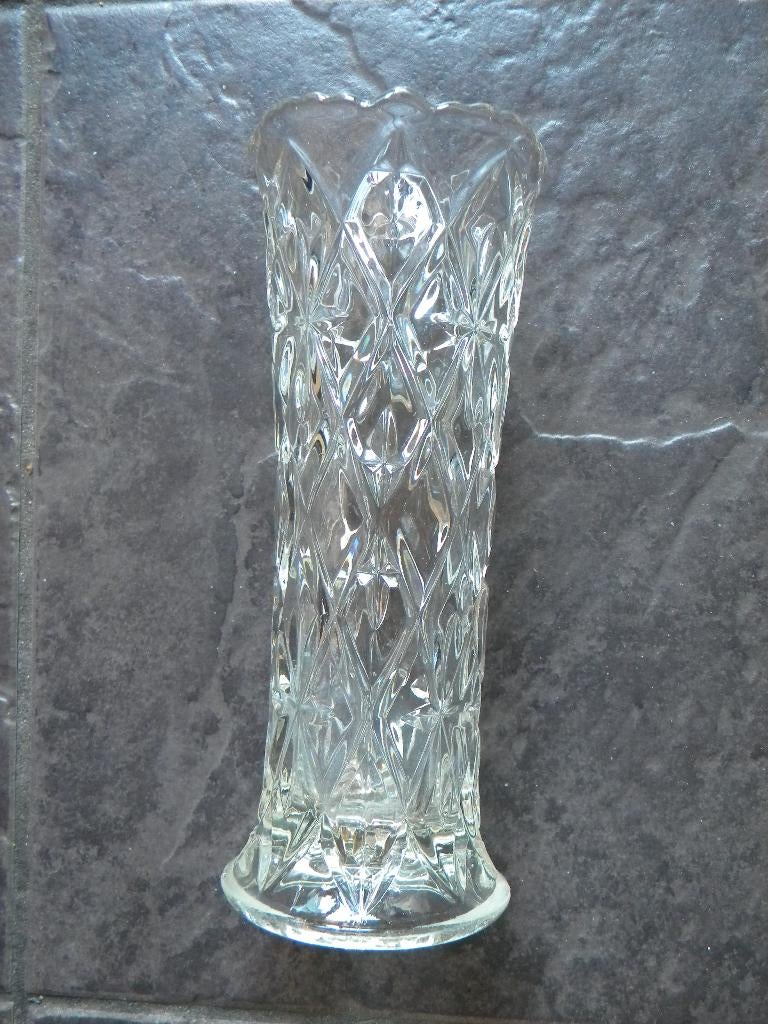 VAAS GLAS MOOI GESLEPEN 2 STUKS, VAAS GLAS, Ophalen of Verzenden, Zo goed als nieuw, Overige kleuren, Glas