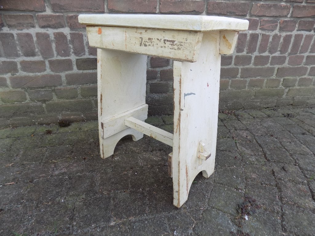 Brocante krukje hout wit, Hout, Ophalen of Verzenden, Wit, Gebruikt