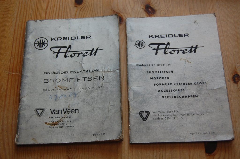 Kreidler Florett onderdelenboek met bijbehorende prijzenboek, Ophalen of Verzenden, Gebruikt