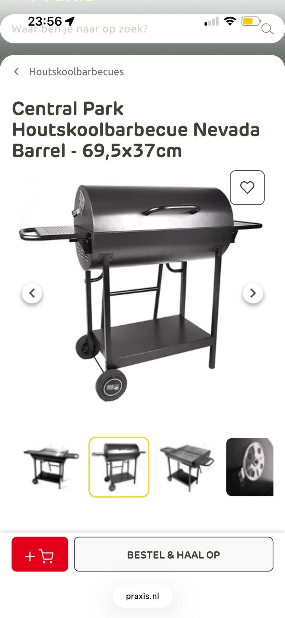 Central Park Houtskoolbarbecue Nevada Barrel - 69,5x37cm, Ophalen of Verzenden, Zo goed als nieuw, Central Park, Met accessoires