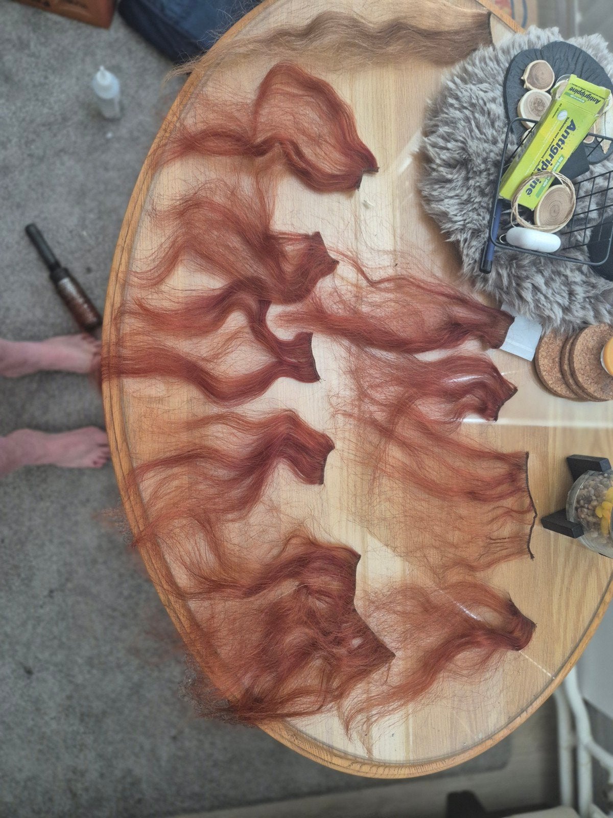 Echt haar extensions - rood (oververfbaar), Sieraden, Tassen en Uiterlijk, Ophalen, Gebruikt, Pruik of Haarverlenging