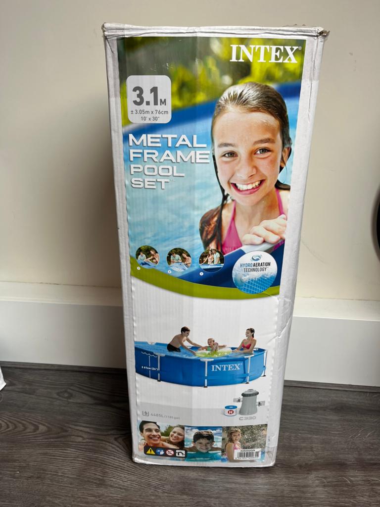 Intex rond zwembad met pomp, Tuin en Terras, Zwembaden, Gebruikt, Minder dan 80 cm, Rond, 300 cm of meer