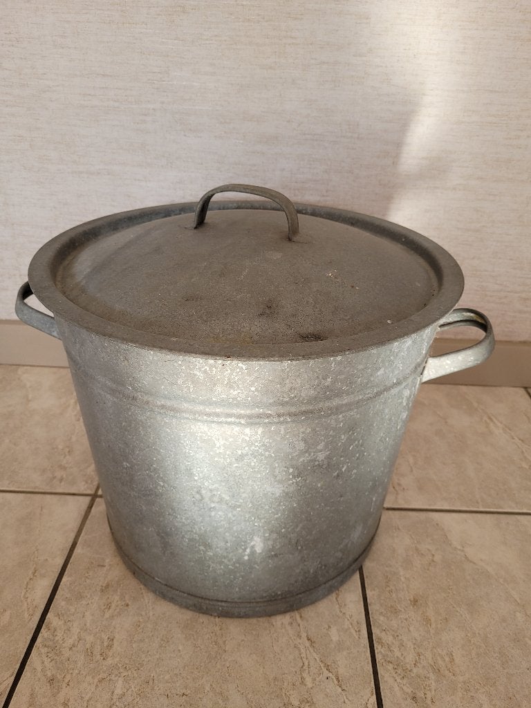 Zinken bak (Rond) met deksel, Ophalen, Gebruikt, Minder dan 60 cm, Rond
