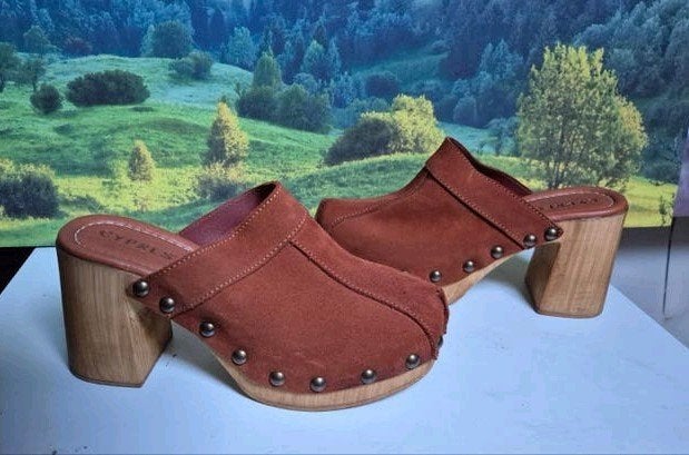 NIEUW Cypres klompen clogs hout/ leder maat 38, Bruin, Overige typen, Ophalen of Verzenden, Cypres