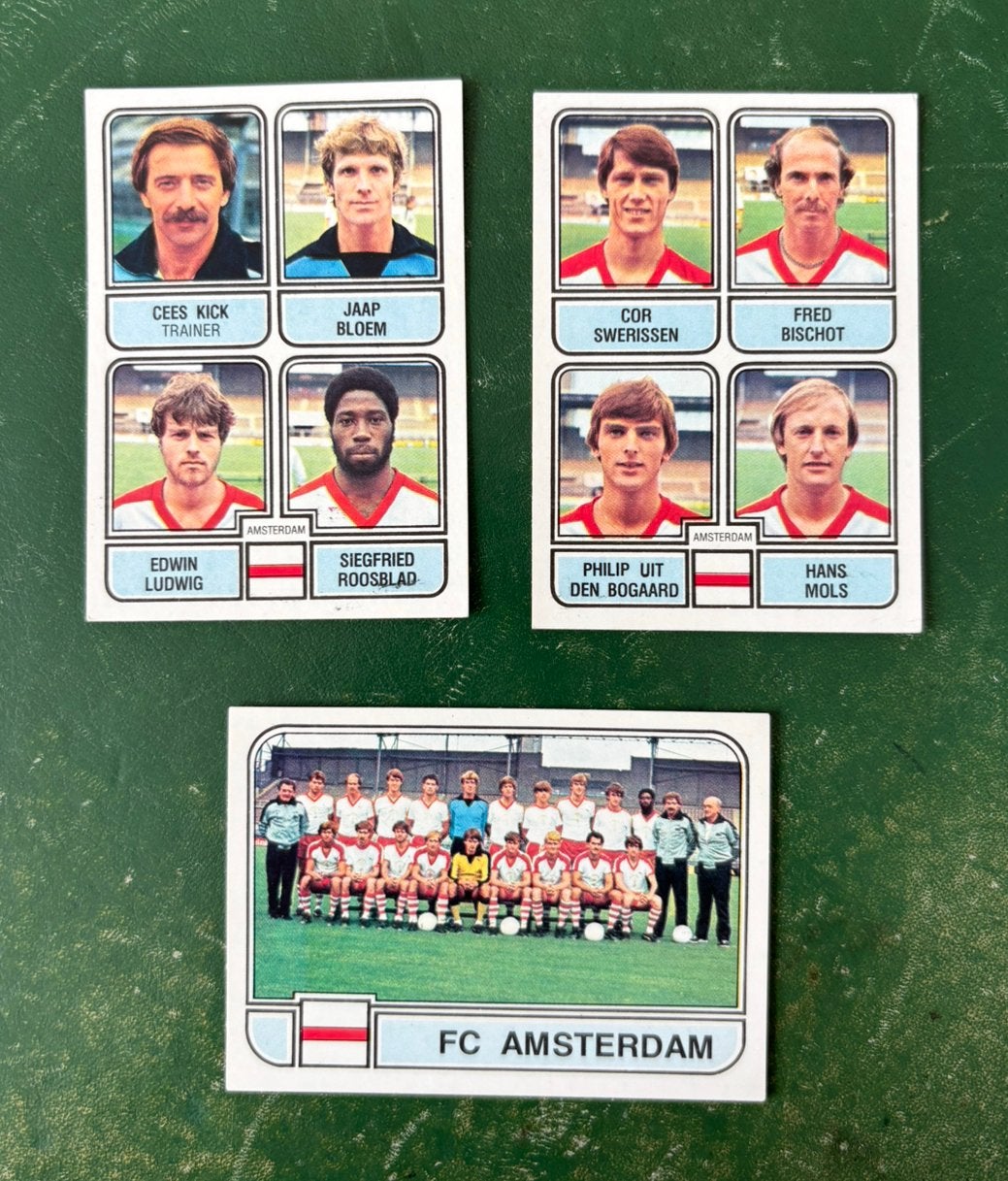 3 panini plaatjes FC Amsterdam voetbal 82, Ophalen of Verzenden