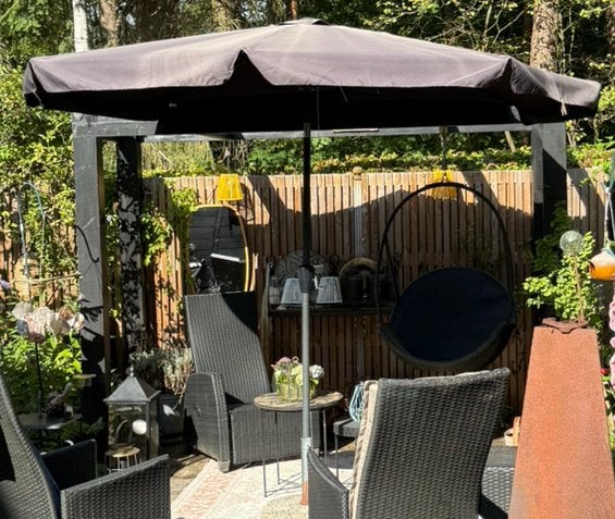 Parasol 3 meter doorsnee, Ophalen of Verzenden, Zo goed als nieuw, Stokparasol