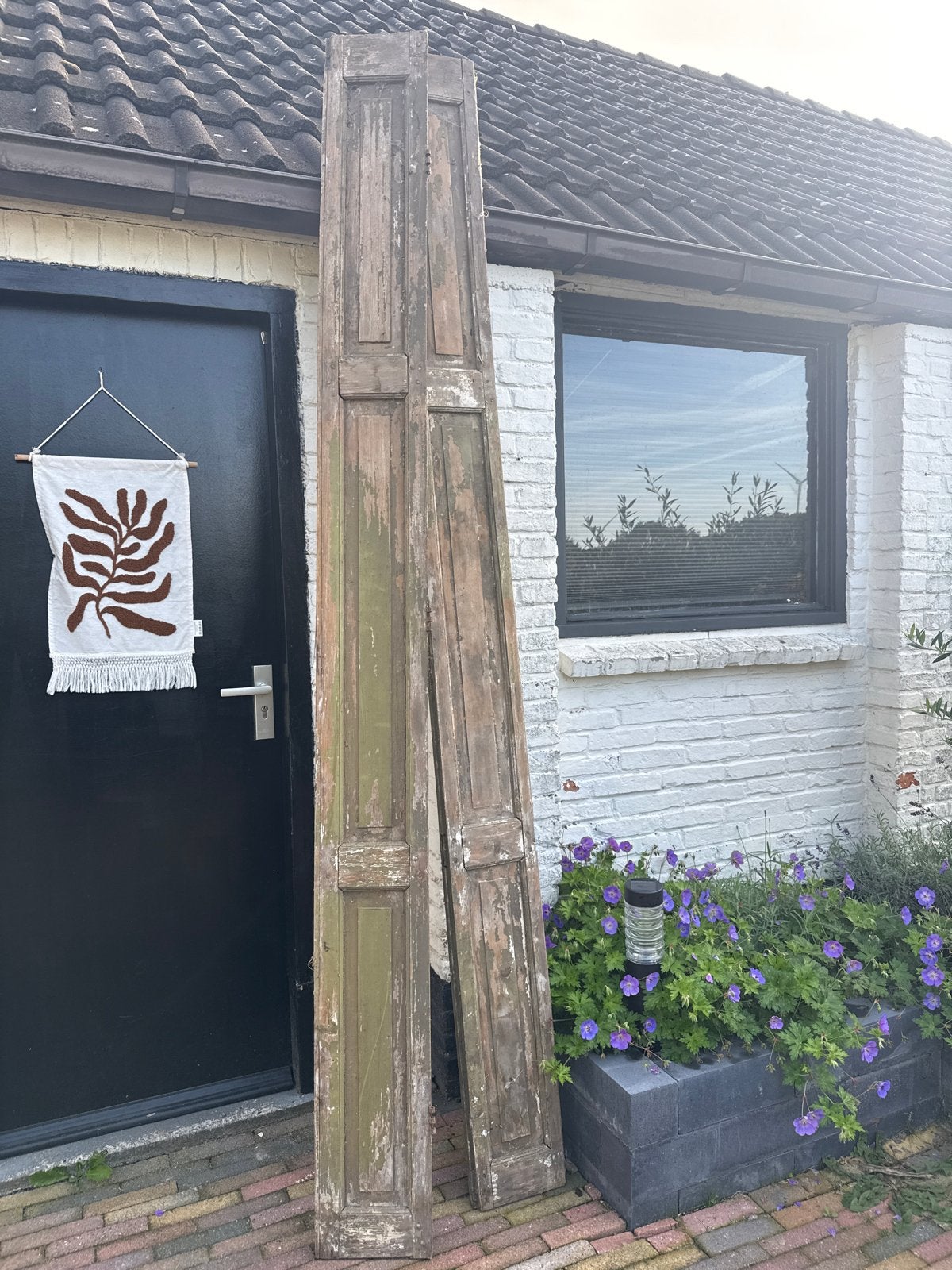 Oude houten luiken - 260cm lang, Huis en Inrichting, Ophalen, Gebruikt