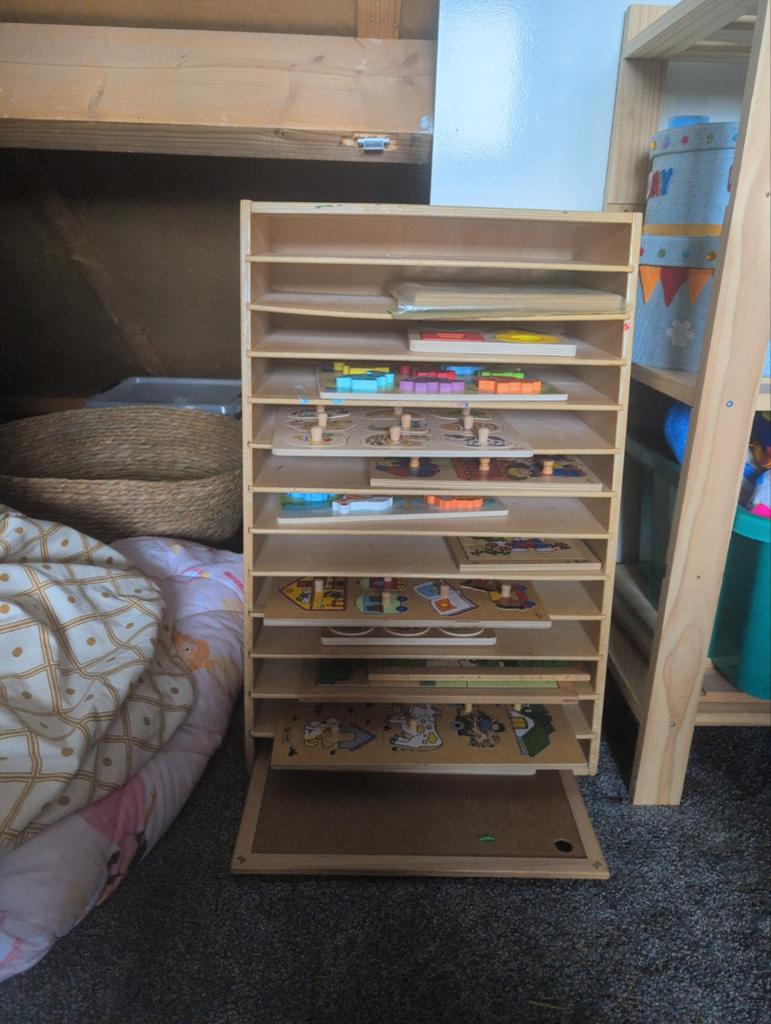 Stevige puzzelkast voor schoolmateriaal, beukenhout, educo, Ophalen, Meer dan 50 stukjes
