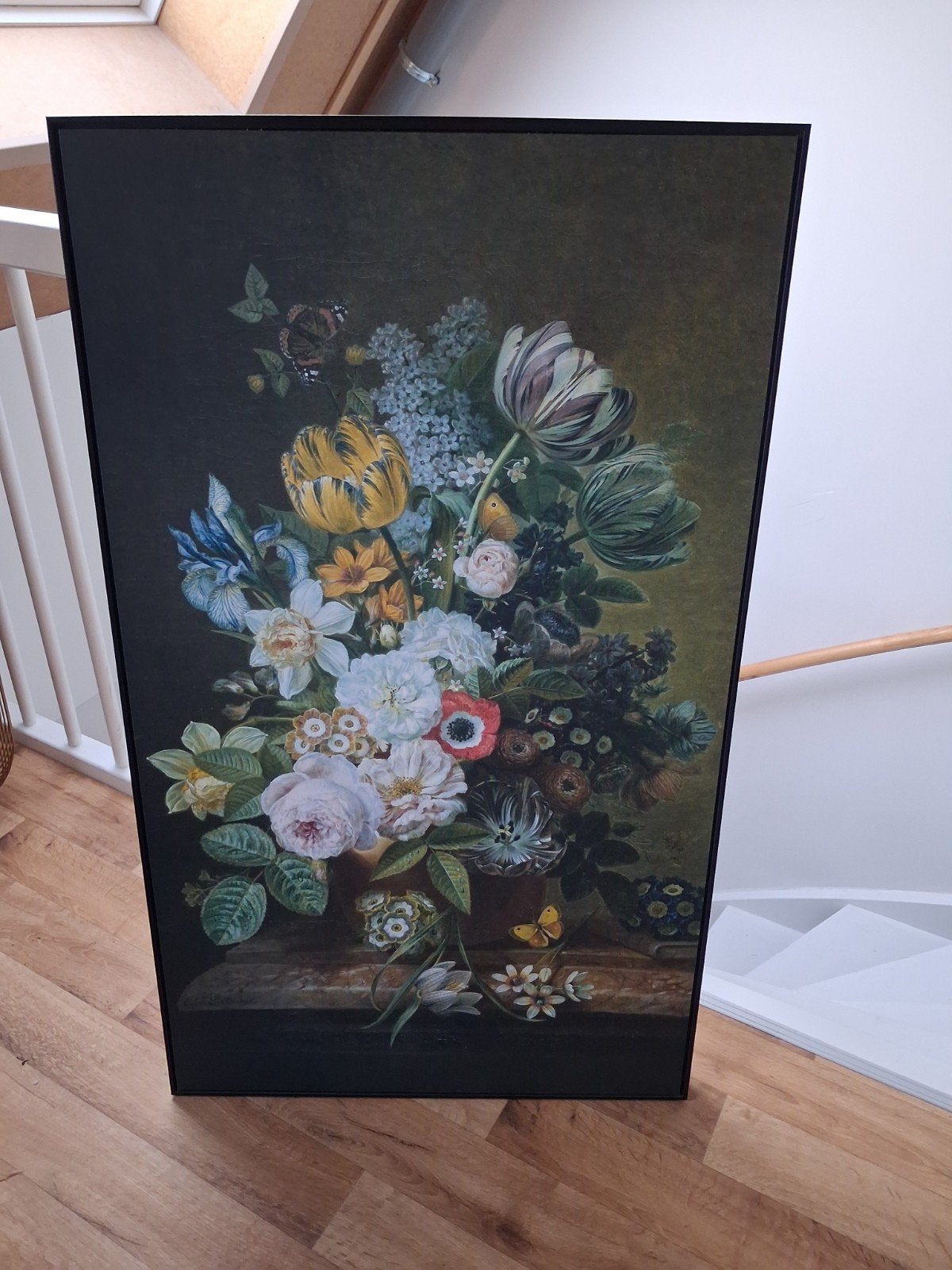 Schilderij bloemenstilleven 118x69 cm - Zo goed als nieuw!, Doek, Klassiek, Print, Ingelijst