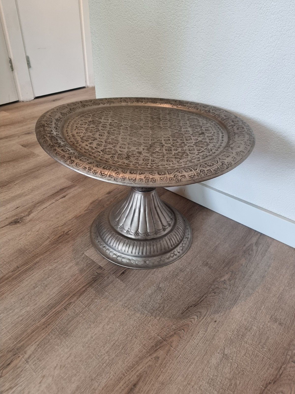 Zilverkleurig Oosters Bijzet/planten tafeltje, Ophalen, Gebruikt, Zilver, Oosters