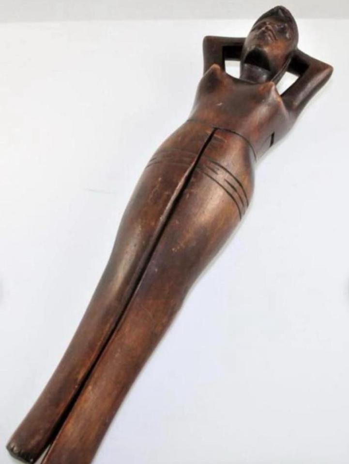 Notenkraker hout naakte dame, Antiek en Kunst, Curiosa en Brocante, Ophalen of Verzenden