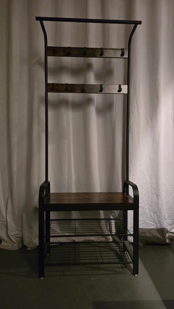 Stoere industriële kapstok met schoenenrek en bankje., Huis en Inrichting, Woonaccessoires | Kapstokken, Nieuw, Ophalen of Verzenden