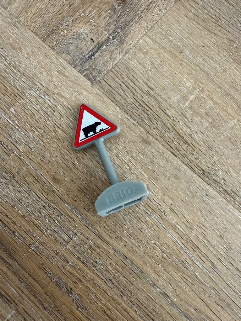 Heel goed Brio houten trein boerderij verkeersbord koe 33719, Ophalen of Verzenden, Zo goed als nieuw