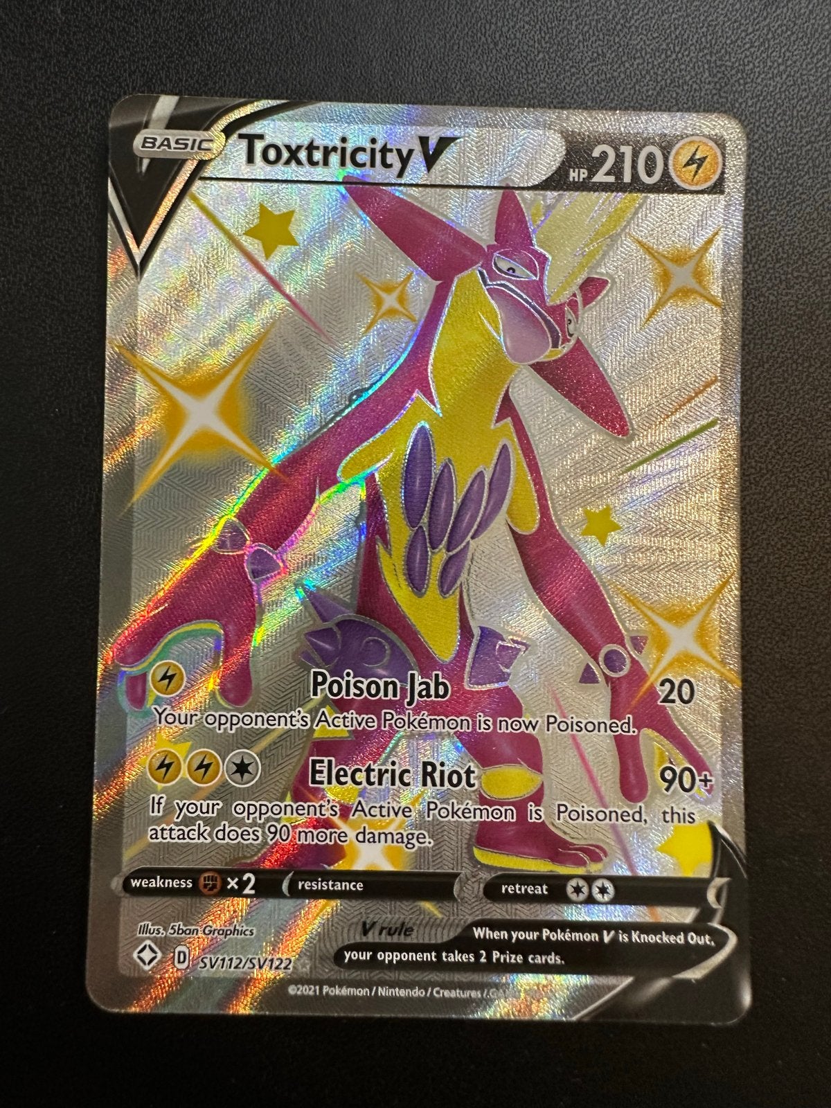 Toxtricity V SV112/SV122 Shiny Vault Shining Fates, Ophalen of Verzenden, Zo goed als nieuw, Losse kaart, Foil
