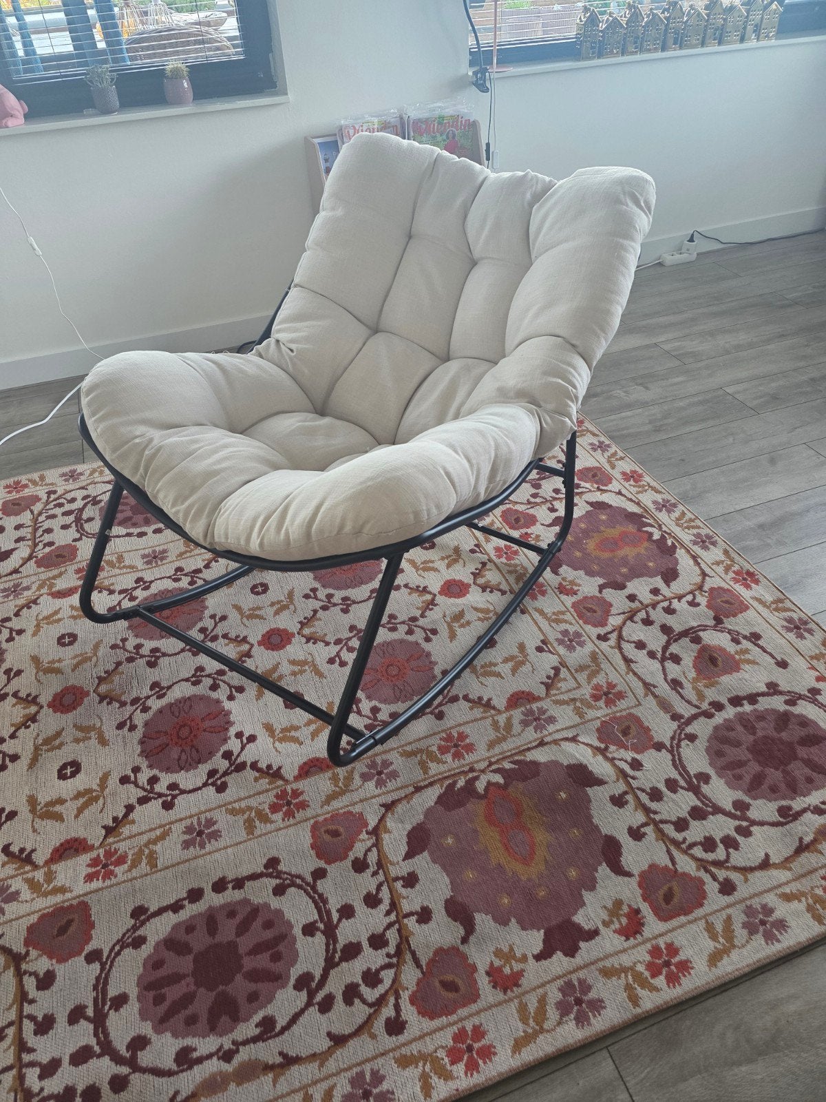 schommel relax stoel, Ophalen, Zwart, Zo goed als nieuw, Metaal