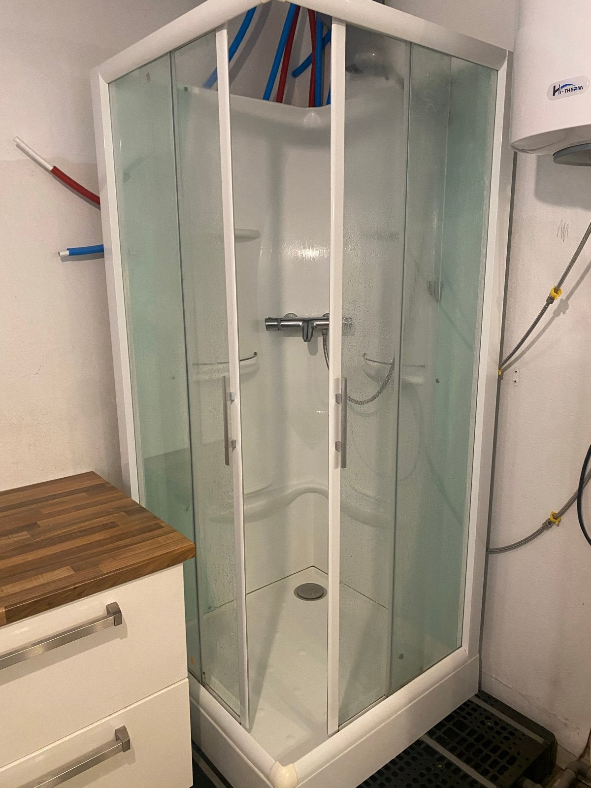 Tijdelijke douche Nooddouche Bouwdouche 88x88x195cm, Ophalen, Gebruikt, Glas, Douche