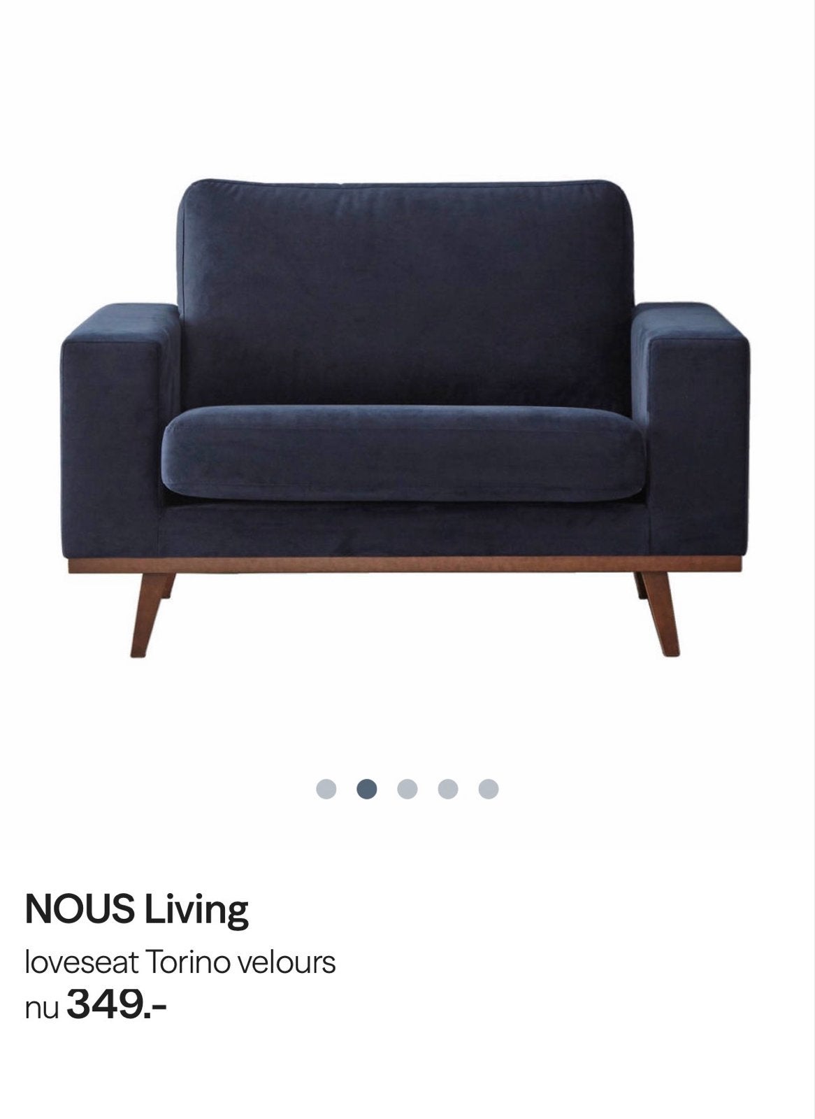 Donkerblauwe velours loveseat Torino met hocker, Ophalen, Zo goed als nieuw, 75 tot 100 cm, Stof