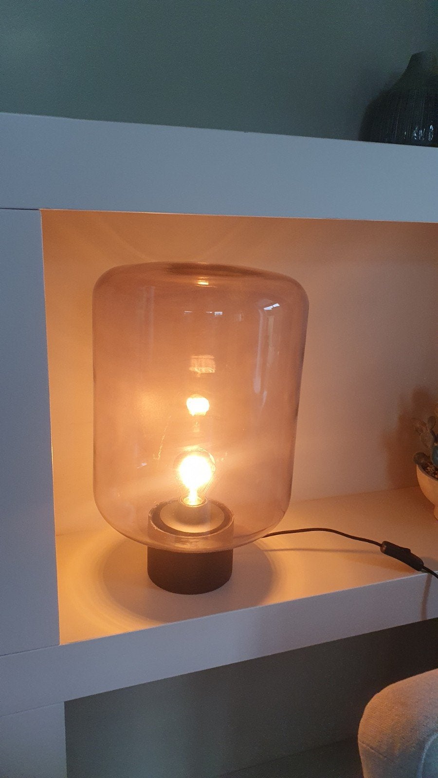 tafellamp, rookglas, van karwei, Ophalen, E27 (groot), Zo goed als nieuw, Glas