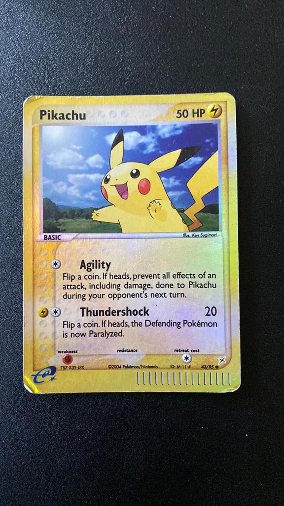 Pokemon pikachu 43/95 reverse holo team magma team aqua, Ophalen of Verzenden, Gebruikt, Losse kaart