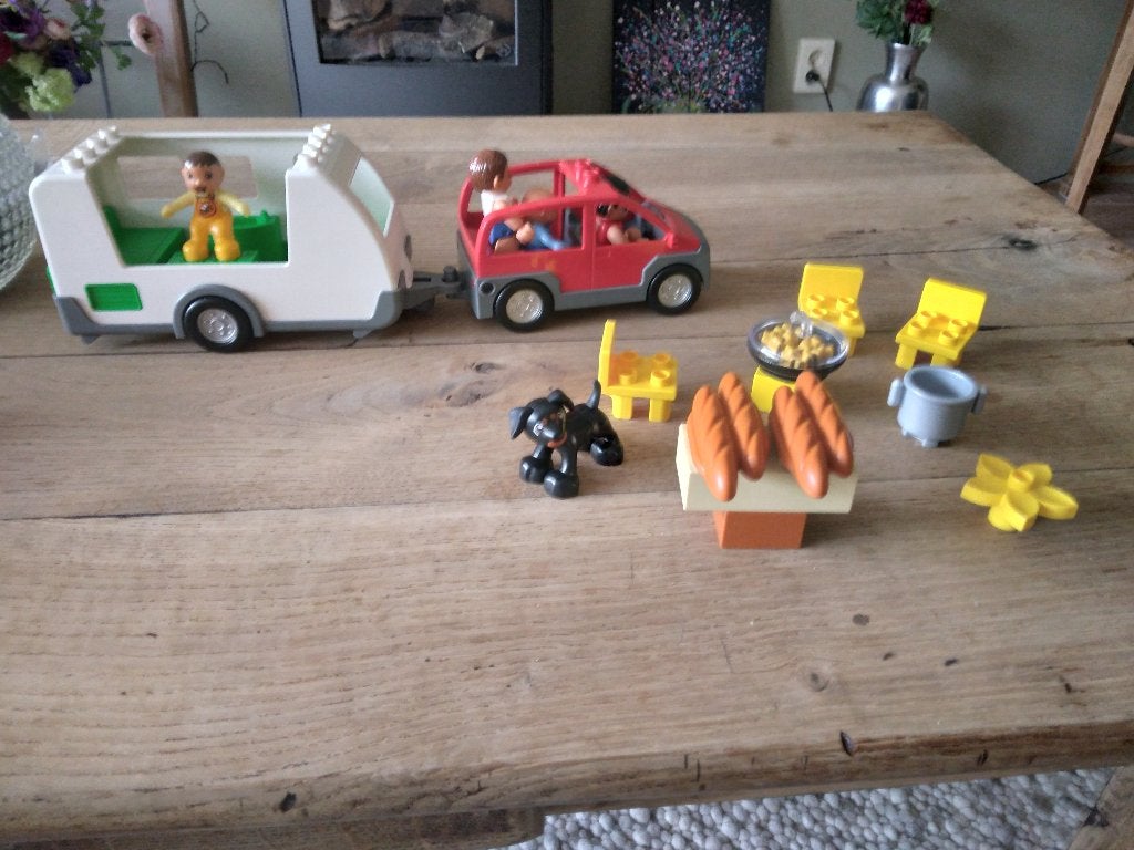 duplo  truck nr 6172 en  caravan met auto nr 5655, Ophalen, Overige typen, Zo goed als nieuw, Compleet