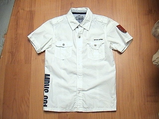 MTC / MITCH / SHOEBY Mooi wit hemd korte mouw voor jongen va, Kinderen en Baby's, Kinderkleding | Maat 134, Gebruikt, Overhemd of Blouse