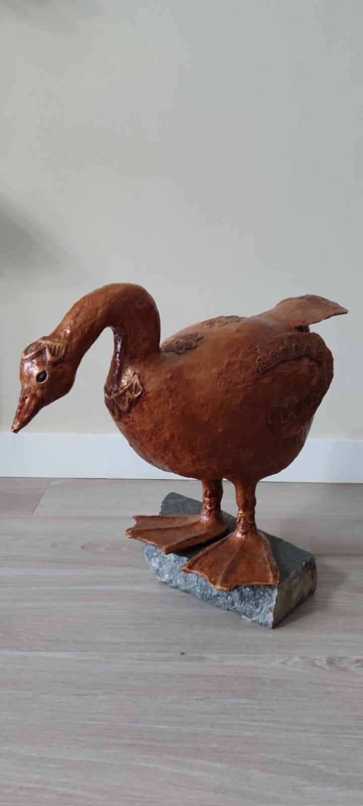 Sculpuur ganz eend, Decoratieve Gans Beeld - Handgemaakt, Antiek en Kunst, Ophalen, 20 - 50 cm, Beeld, Hout