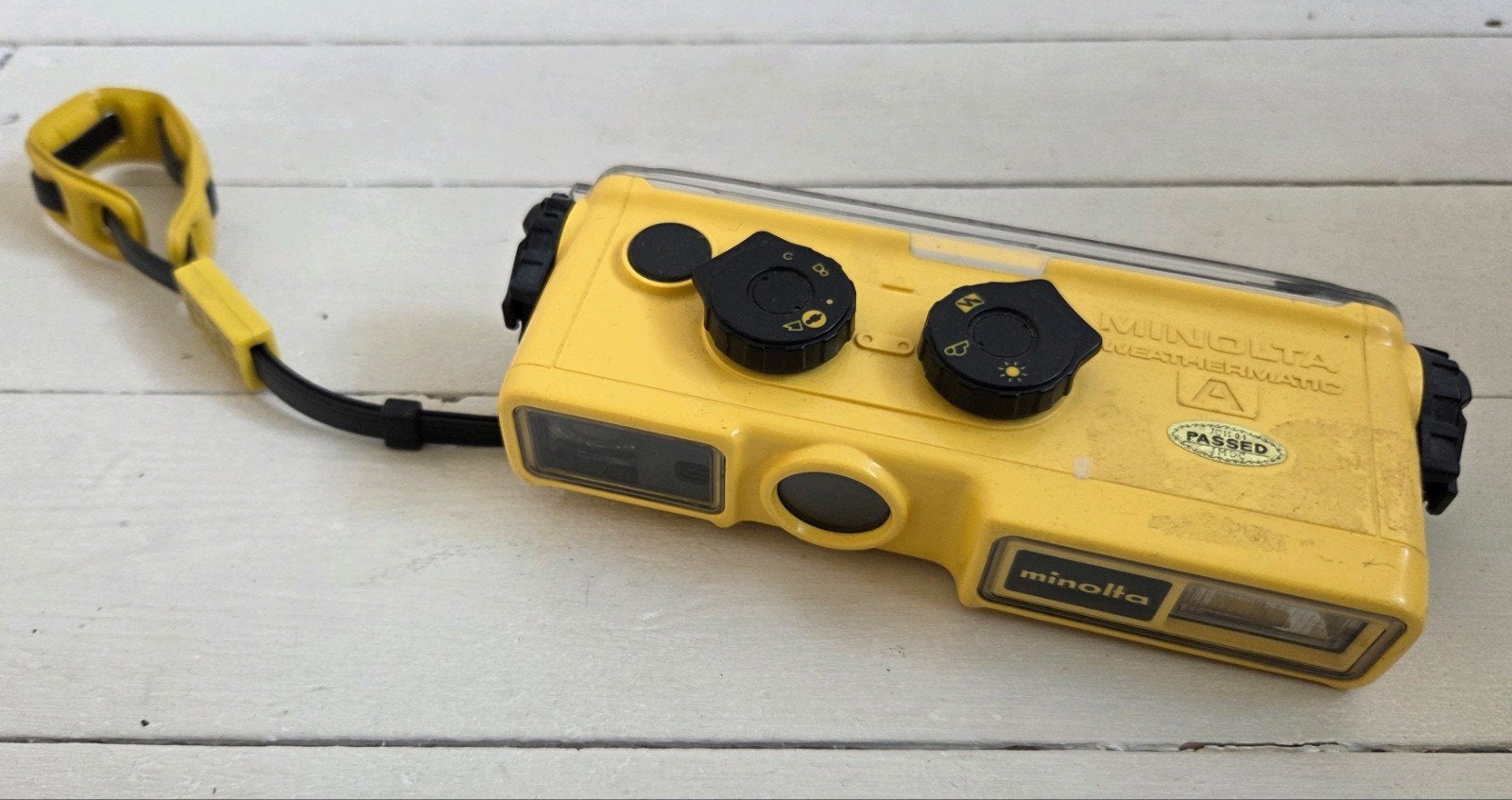 Minolta Weathermatic A - Vintage Onderwatercamera, Gebruikt, Compactcamera, Inclusief polsband, Ophalen of Verzenden