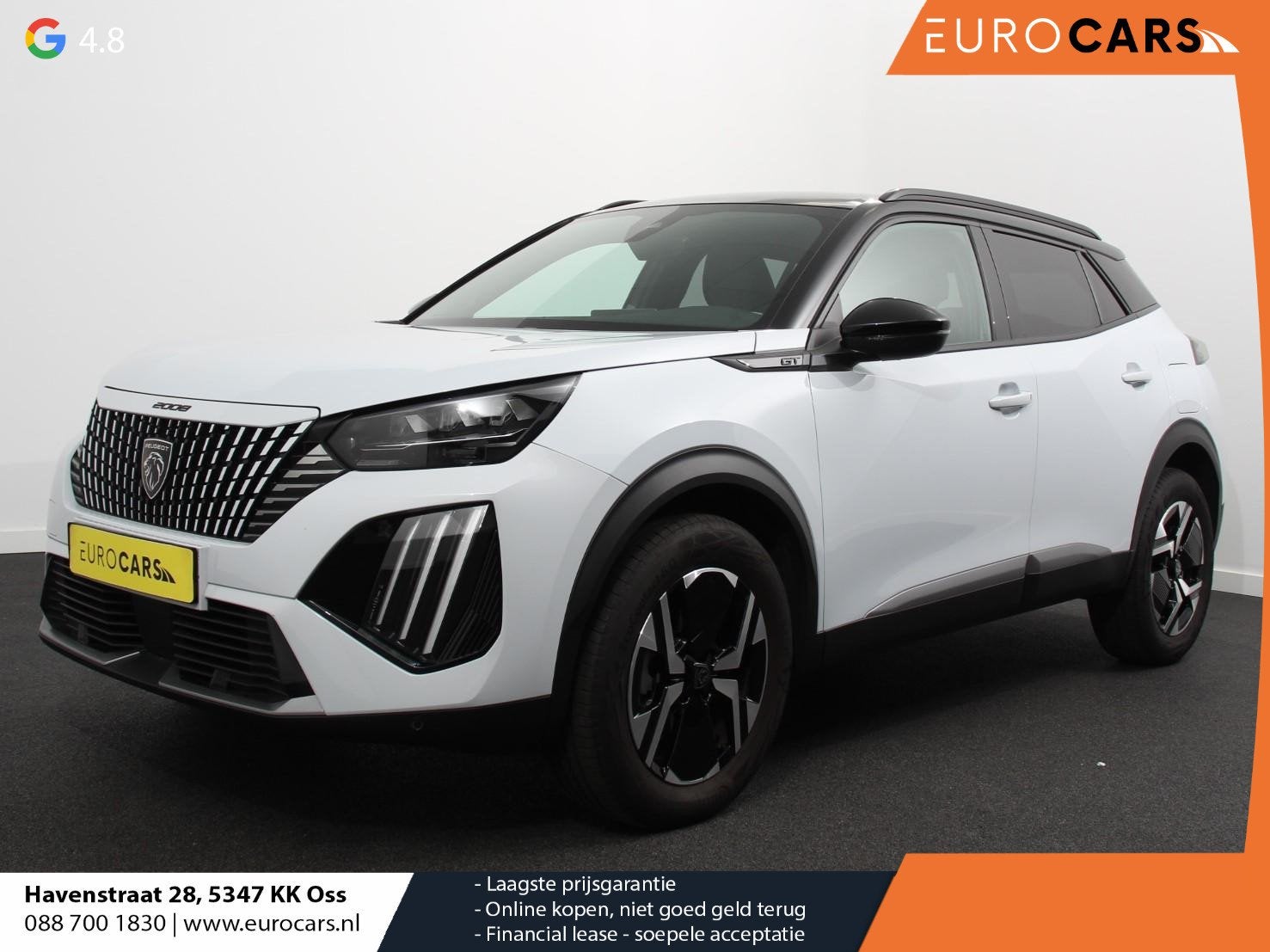 Peugeot 2008 1.2 PureTech 130pk Automaat Allure Navigatie Cl, 1199 cc, Leder en Stof, Wit, 1180 kg