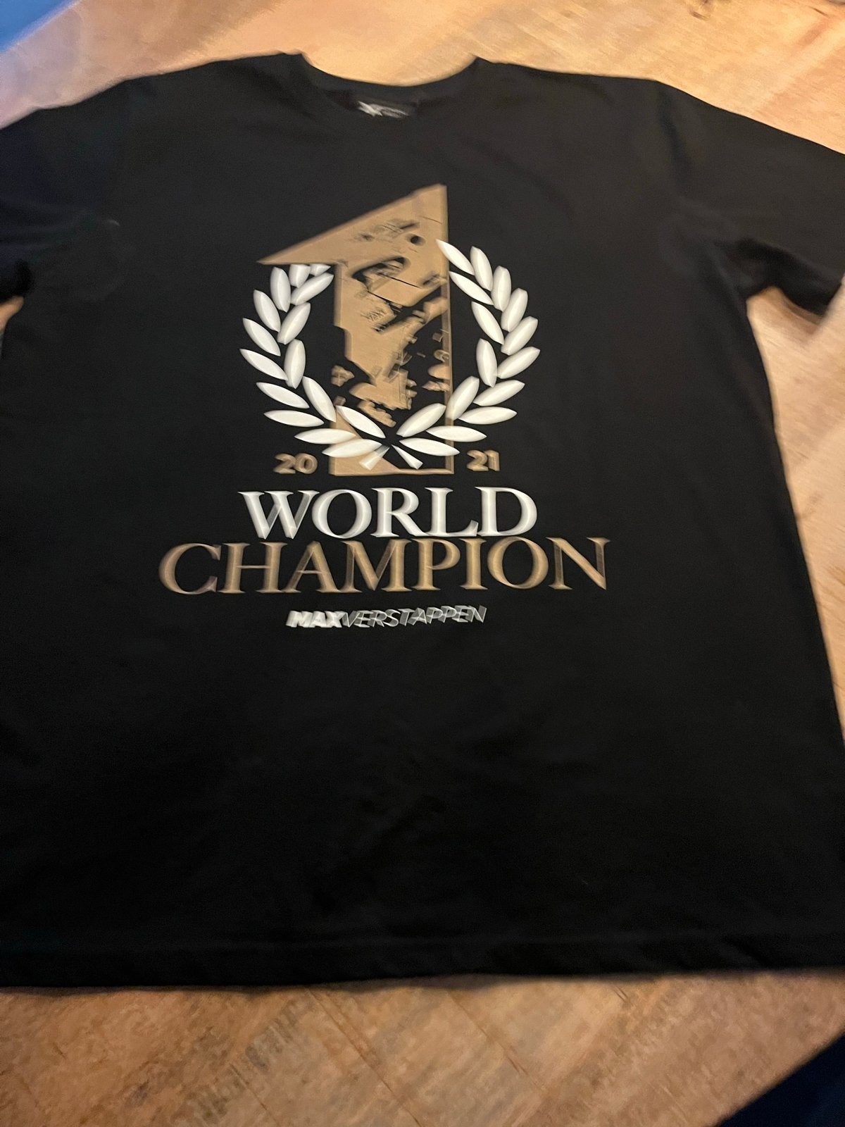 Max Verstappen World Champion 2021 T-shirt - Maat XXL, Ophalen of Verzenden, Gedragen, Overige maten, Zwart
