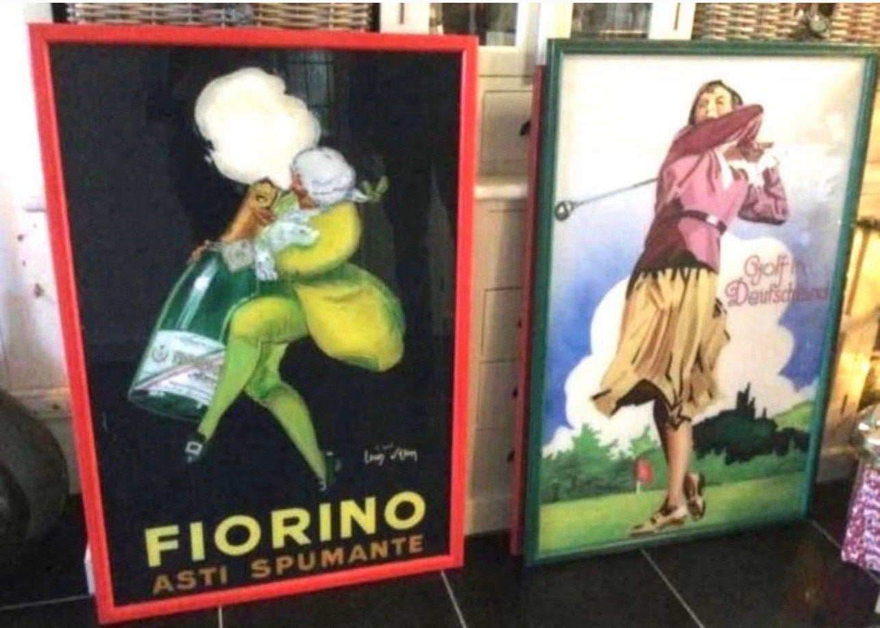 OUDE RECLAME GESCHILDERD OP GLAS, Ophalen, Gebruikt