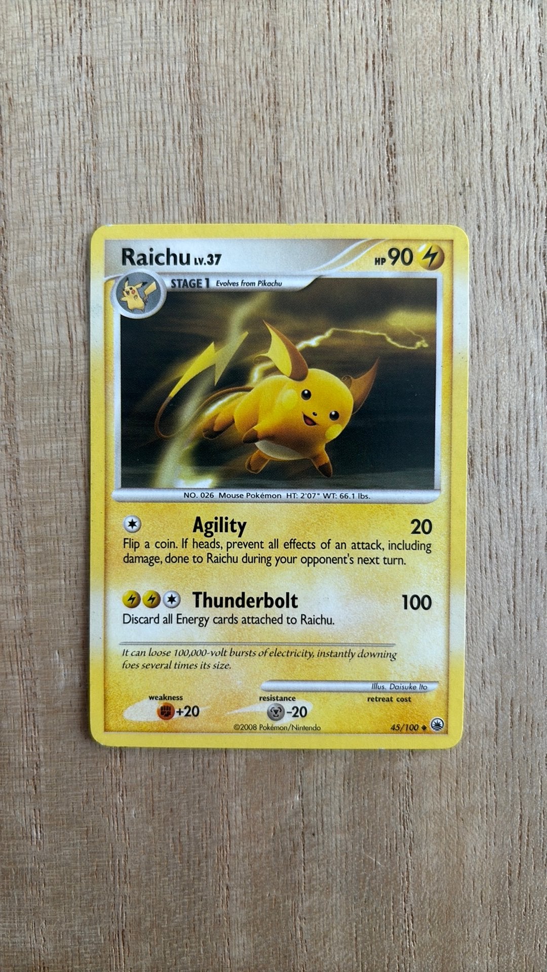 Raichu LV.37 – Diamond&Pearl Majestic Dawn 2008– Nette Staat, Ophalen, Zo goed als nieuw