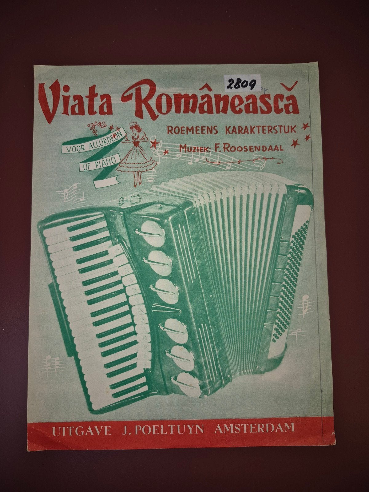 Viata Românească -Roemeens karakterstuk voor accordeon/piano, Gebruikt, Wereldmuziek, Piano, Ophalen of Verzenden
